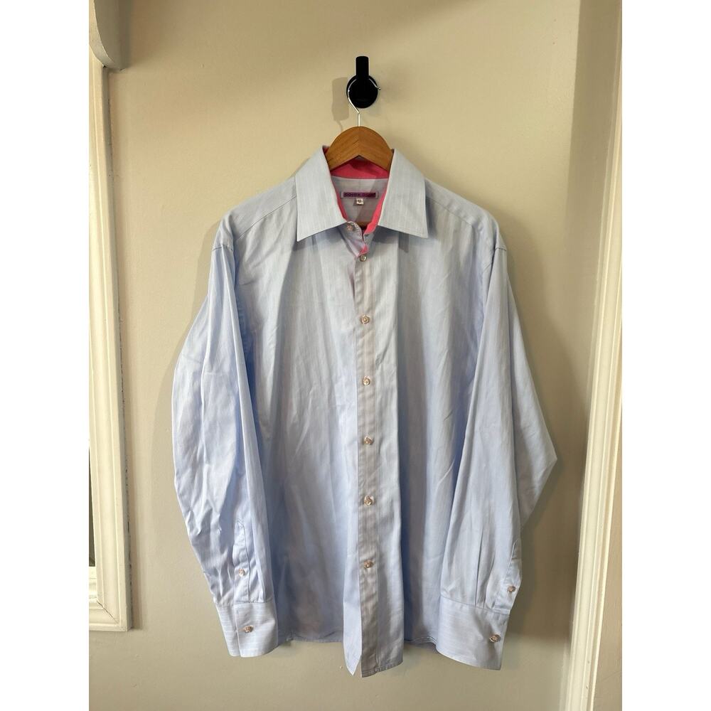 Coton Doux Fitted Flip Cuff Long Sleeve Button Shirt Blue Men's 43/17
